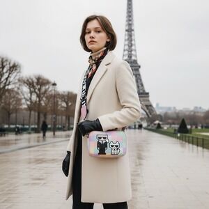 Karl Lagerfeld Paris Maybelle Choupette Crossbody Camera Sling Bag Blush Combo